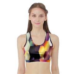 Colorful Hexagon Pattern Sports Bra With Border