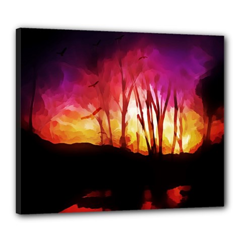 Fall Forest Background Canvas 24  X 20 