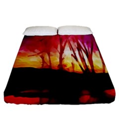 Fall Forest Background Fitted Sheet (queen Size)