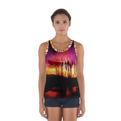 Fall Forest Background Women s Sport Tank Top 