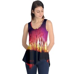 Fall Forest Background Sleeveless Tunic by Nexatart