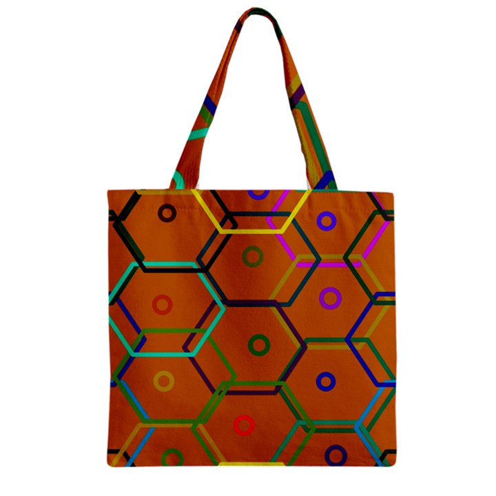 Color Bee Hive Color Bee Hive Pattern Zipper Grocery Tote Bag
