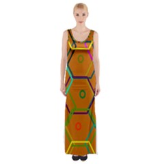 Color Bee Hive Color Bee Hive Pattern Maxi Thigh Split Dress by Nexatart