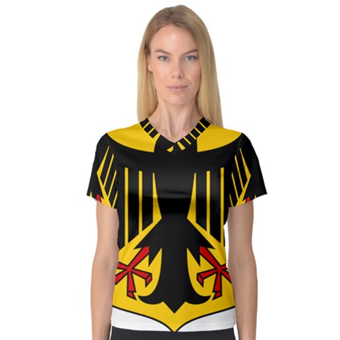 Coat Of Arms Of Germany Women s V-neck Sport Mesh Tee by abbeyz71