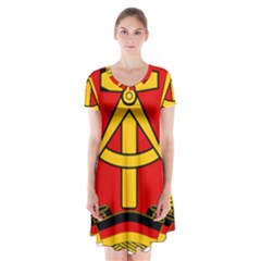 National Emblem Of East Germany  Short Sleeve V-neck Flare Dress by abbeyz71