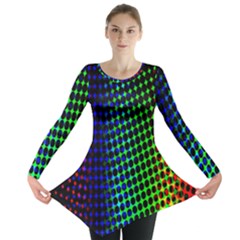 Digitally Created Halftone Dots Abstract Background Design Long Sleeve Tunic 