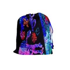 Grunge Abstract In Black Grunge Effect Layered Images Of Texture And Pattern In Pink Black Blue Red Drawstring Pouches (large)  by Nexatart