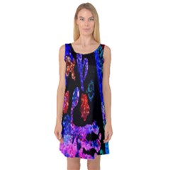 Grunge Abstract In Black Grunge Effect Layered Images Of Texture And Pattern In Pink Black Blue Red Sleeveless Satin Nightdress by Nexatart