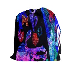 Grunge Abstract In Black Grunge Effect Layered Images Of Texture And Pattern In Pink Black Blue Red Drawstring Pouches (xxl)