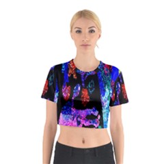 Grunge Abstract In Black Grunge Effect Layered Images Of Texture And Pattern In Pink Black Blue Red Cotton Crop Top by Nexatart
