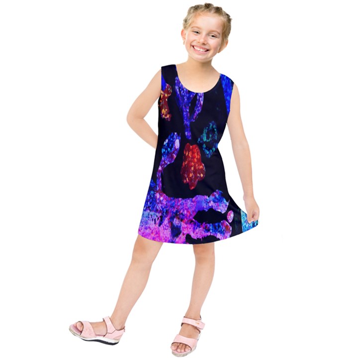 Grunge Abstract In Black Grunge Effect Layered Images Of Texture And Pattern In Pink Black Blue Red Kids  Tunic Dress