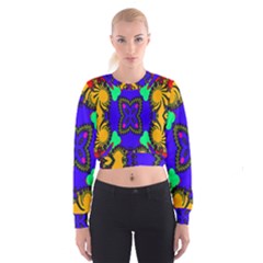 Digital Kaleidoscope Women s Cropped Sweatshirt by Nexatart