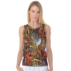 Abstract In Orange Sealife Background Abstract Of Ocean Beach Seaweed And Sand With A White Feather Women s Basketball Tank Top by Nexatart