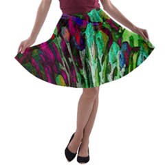 Bright Tropical Background Abstract Background That Has The Shape And Colors Of The Tropics A-line Skater Skirt by Nexatart