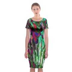 Bright Tropical Background Abstract Background That Has The Shape And Colors Of The Tropics Classic Short Sleeve Midi Dress