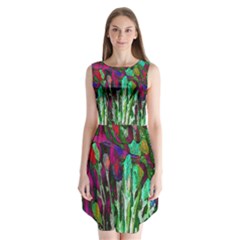 Bright Tropical Background Abstract Background That Has The Shape And Colors Of The Tropics Sleeveless Chiffon Dress  