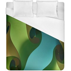 Ribbons Of Blue Aqua Green And Orange Woven Into A Curved Shape Form This Background Duvet Cover (California King Size)