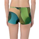 Ribbons Of Blue Aqua Green And Orange Woven Into A Curved Shape Form This Background Reversible Bikini Bottoms View2