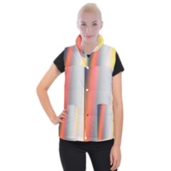 Digitally Created Abstract Colour Blur Background Women s Button Up Puffer Vest by Nexatart