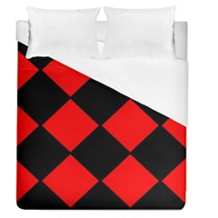 Red Black Square Pattern Duvet Cover (queen Size) by Nexatart