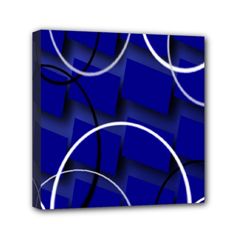 Blue Abstract Pattern Rings Abstract Mini Canvas 6  X 6  by Nexatart