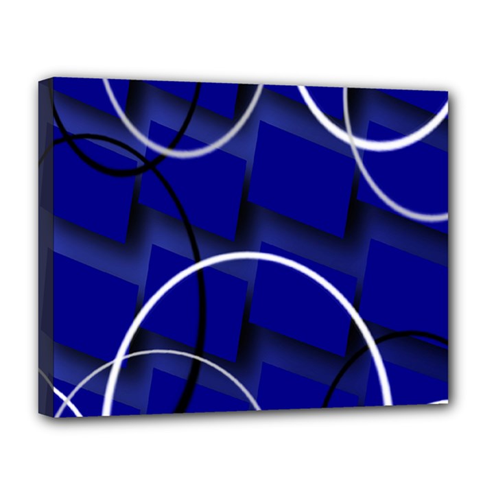 Blue Abstract Pattern Rings Abstract Canvas 14  x 11 