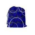 Blue Abstract Pattern Rings Abstract Drawstring Pouches (Large)  View2