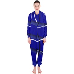 Blue Abstract Pattern Rings Abstract Hooded Jumpsuit (ladies)  by Nexatart