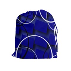 Blue Abstract Pattern Rings Abstract Drawstring Pouches (extra Large) by Nexatart