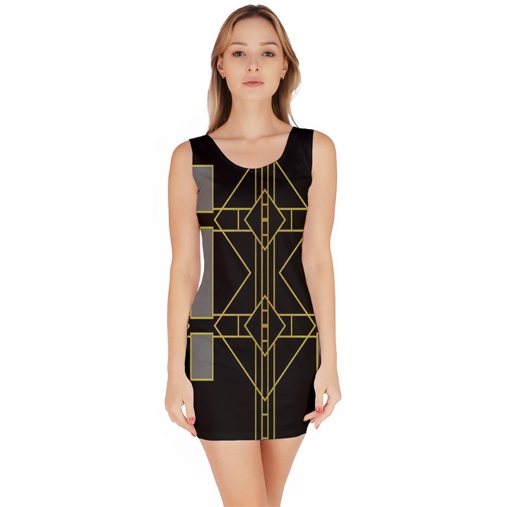Simple Art Deco Style Art Pattern Sleeveless Bodycon Dress