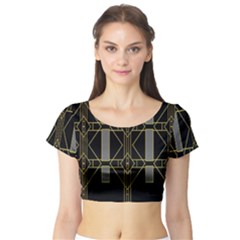 Simple Art Deco Style Art Pattern Short Sleeve Crop Top (tight Fit) by Nexatart