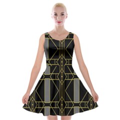 Simple Art Deco Style Art Pattern Velvet Skater Dress by Nexatart