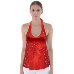 Red Holiday Background Red Abstract With Star Babydoll Tankini Top by Nexatart