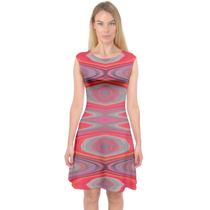 Hard Boiled Candy Abstract Capsleeve Midi Dress