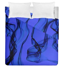 Blue Velvet Ribbon Background Duvet Cover Double Side (queen Size) by Nexatart