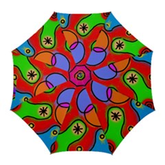 Digitally Painted Patchwork Shapes With Bold Colours Golf Umbrellas by Nexatart