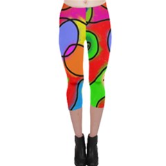 Digitally Painted Patchwork Shapes With Bold Colours Capri Leggings  by Nexatart