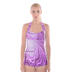 Light Pattern Abstract Background Wallpaper Boyleg Halter Swimsuit 