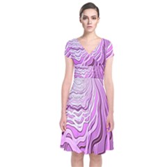 Light Pattern Abstract Background Wallpaper Short Sleeve Front Wrap Dress