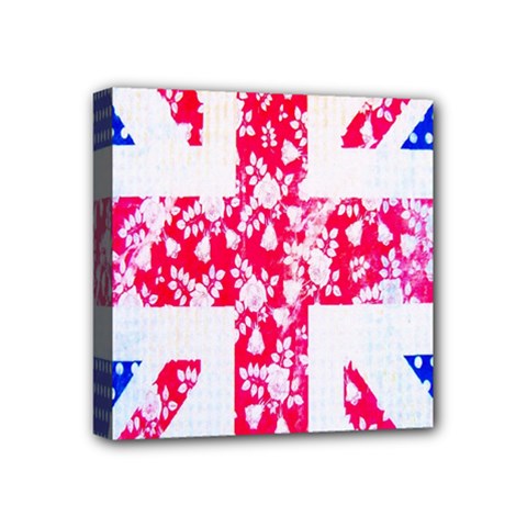 British Flag Abstract British Union Jack Flag In Abstract Design With Flowers Mini Canvas 4  X 4  by Nexatart