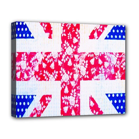 British Flag Abstract British Union Jack Flag In Abstract Design With Flowers Deluxe Canvas 20  X 16  