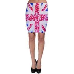 British Flag Abstract British Union Jack Flag In Abstract Design With Flowers Bodycon Skirt by Nexatart