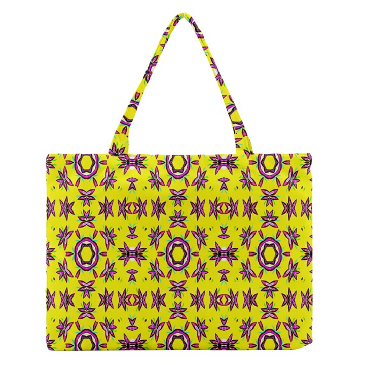 Yellow Seamless Wallpaper Digital Computer Graphic Medium Zipper Tote Bag