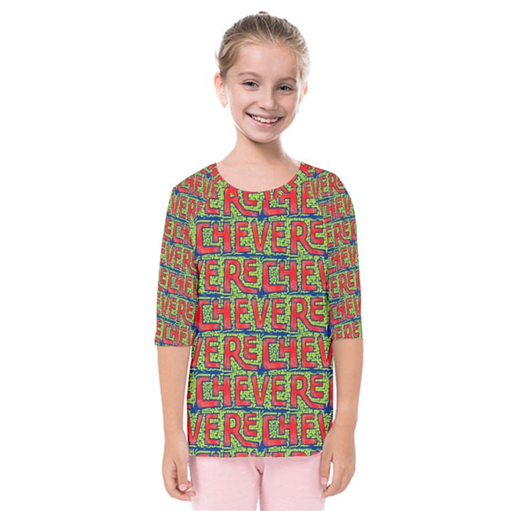 Typographic Graffiti Pattern Kids  Quarter Sleeve Raglan Tee