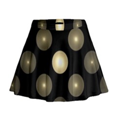 Gray Balls On Black Background Mini Flare Skirt by Nexatart
