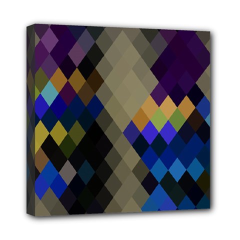 Background Of Blue Gold Brown Tan Purple Diamonds Mini Canvas 8  X 8  by Nexatart
