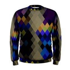 Background Of Blue Gold Brown Tan Purple Diamonds Men s Sweatshirt by Nexatart