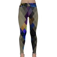 Background Of Blue Gold Brown Tan Purple Diamonds Classic Yoga Leggings by Nexatart