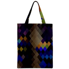 Background Of Blue Gold Brown Tan Purple Diamonds Zipper Classic Tote Bag by Nexatart