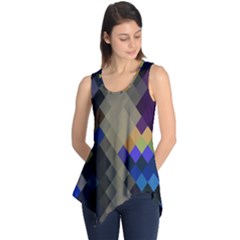 Background Of Blue Gold Brown Tan Purple Diamonds Sleeveless Tunic by Nexatart